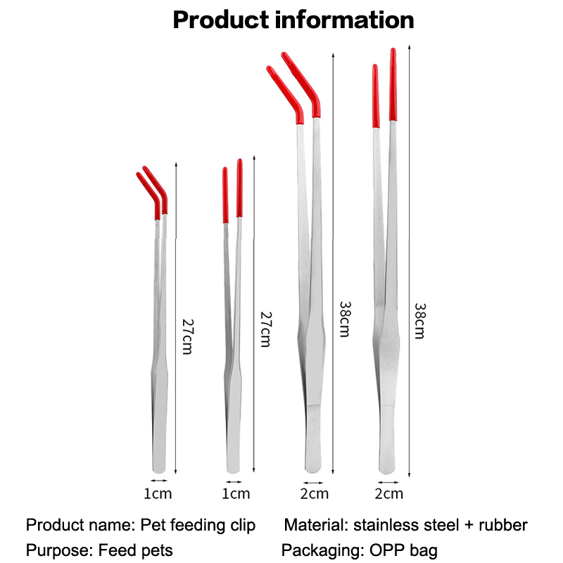 Feeding Tong Stainless - Kauçuk Uçlu Sürüngen Besleme Maşası, Paslanmaz
